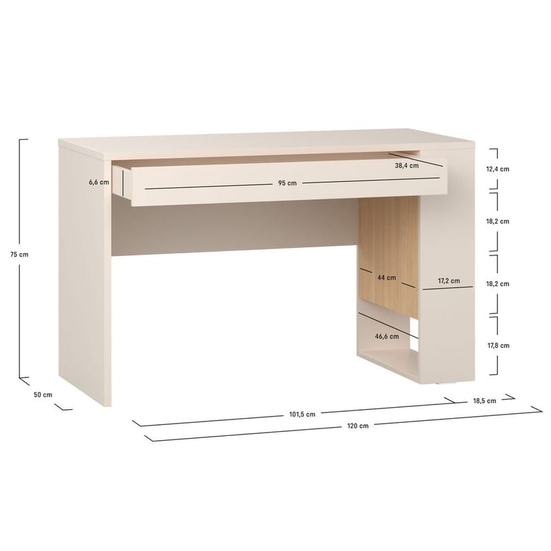 Skrivebord 4 You Fresh 120 cm - Sandbeige - Møbler - Borde - Kontorbord - Skrivebord
