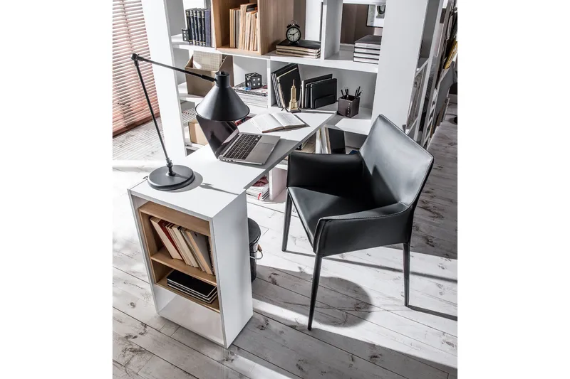 4You Skrivebordsskiva 142 cm med Opbevaring Hylde Hvid/Natur - VOX - Møbler - Borde - Kontorbord - Skrivebord