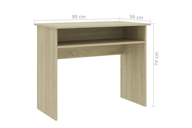 Skrivebord 90x50x74 cm Spånplade Sonoma-Eg - Brun - Skrivebord