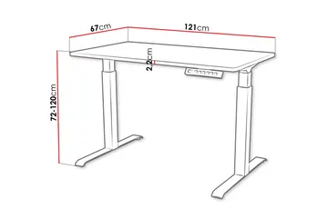 Adrianah Skrivebord 67x121 cm - Brun/Sort - Møbler - Borde - Kontorbord - Skrivebord - hæve-sænke-bord