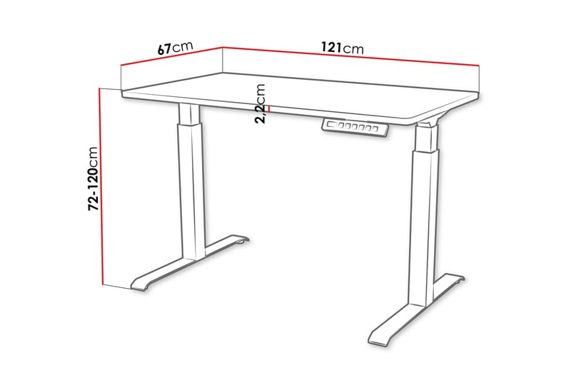 Adrianah Skrivebord 67x121 cm - Brun/Sort - Møbler - Borde - Kontorbord - Skrivebord - hæve-sænke-bord