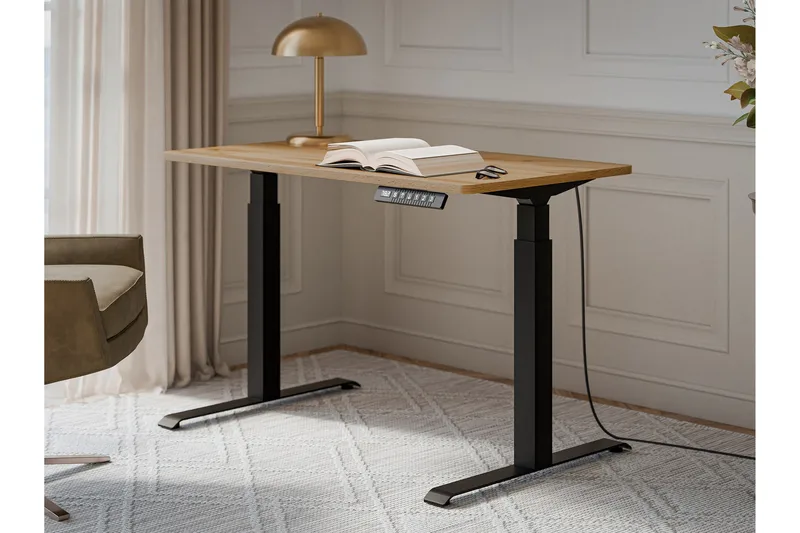 Adrianah Skrivebord 67x121 cm - Brun/Sort - Møbler - Borde - Kontorbord - Skrivebord - hæve-sænke-bord