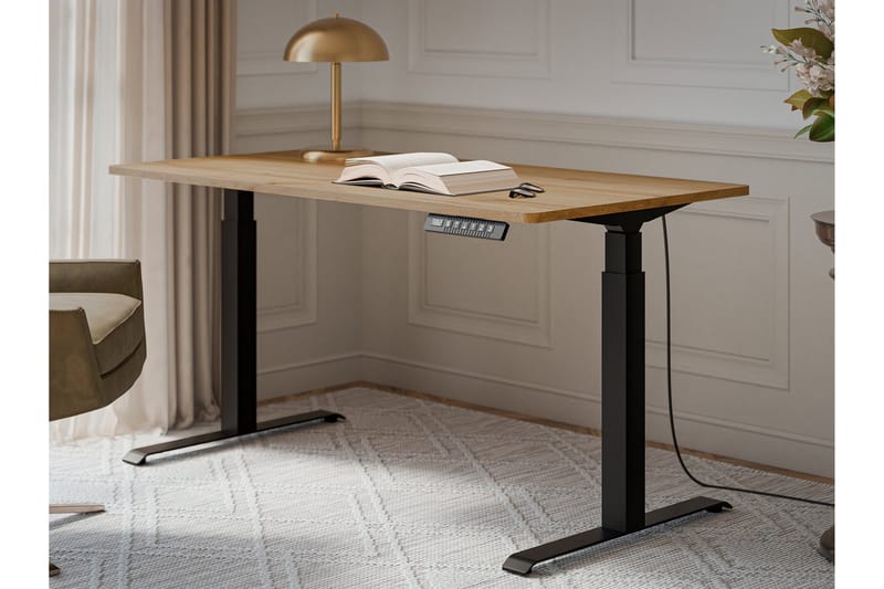 Adrianah Skrivebord 80x150 cm - Brun/Sort - Møbler - Borde - Kontorbord - Skrivebord - hæve-sænke-bord