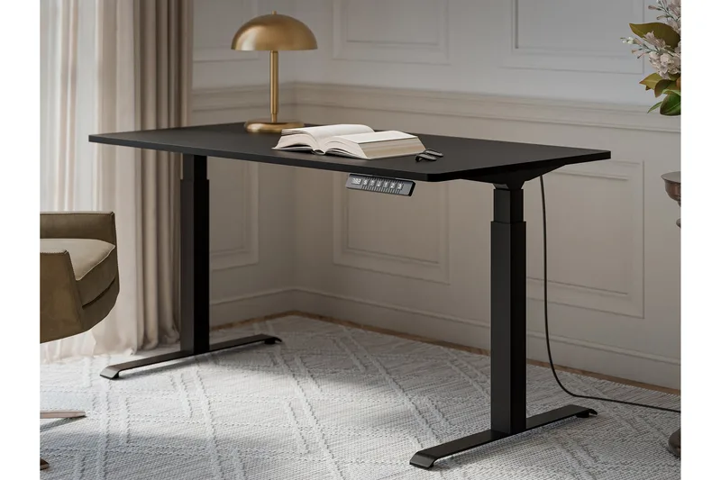 Adrianah Skrivebord 80x150 cm - Sort - Møbler - Borde - Kontorbord - Skrivebord - hæve-sænke-bord