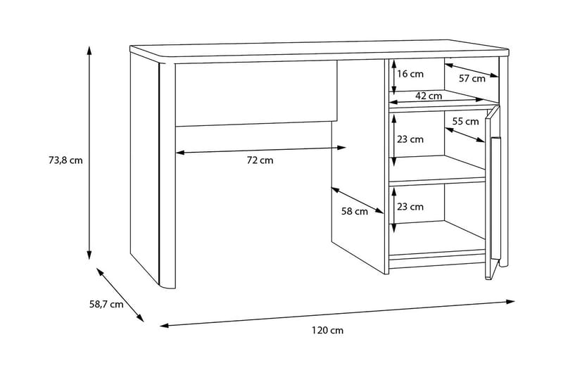 Ahmetbay Skrivebord 120 cm - Grå/Brun - Møbler - Borde - Kontorbord - Skrivebord
