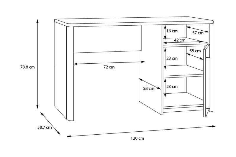 Ahmetbay Skrivebord 120 cm - Grå/Brun - Møbler - Borde - Kontorbord - Skrivebord