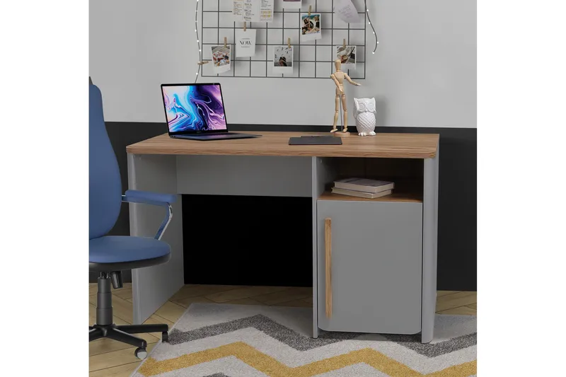 Ahmetbay Skrivebord 120 cm - Grå/Brun - Møbler - Borde - Kontorbord - Skrivebord