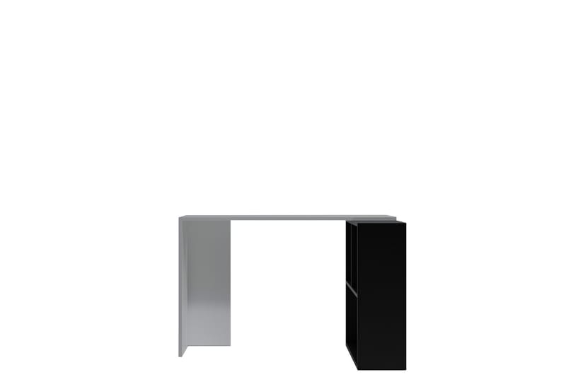Akyurt Hjørnesskrivbord 120 cm med Opbevaring - Hvid/Sort - Skrivebord