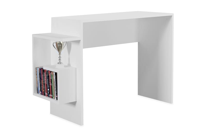 Alaswa Skrivebord 104 cm med Opbevaring Sidohylde - Hvid - Skrivebord