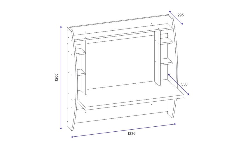 Ambalaj Vægskrivebord 120 cm med Opbevaring Hylder - Hvid - Skrivebord