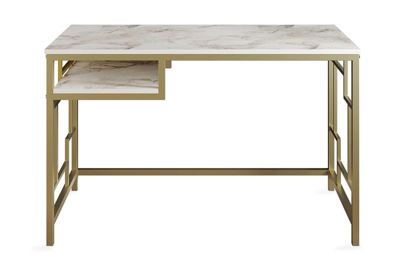 Amsberg Skrivebord 120 cm med Opbevaring Hylde - Guld - Skrivebord
