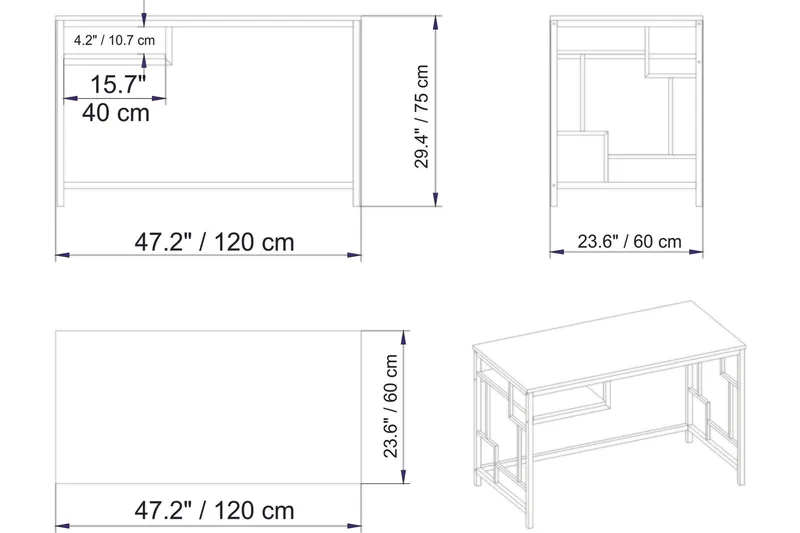 Amsberg Skrivebord 120 cm med Opbevaring Hylde - Sort - Møbler - Borde - Kontorbord - Skrivebord