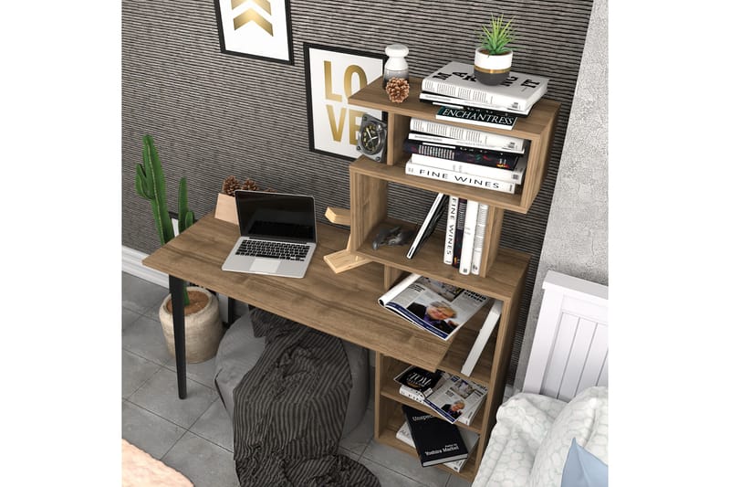 Andifli Skrivebord 55x146,4x133 cm med opbevaring - Brun - Skrivebord
