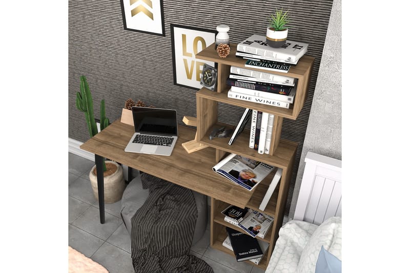 Andifli Skrivebord 55x146,4x133 cm med opbevaring - Brun - Møbler - Borde - Kontorbord - Skrivebord