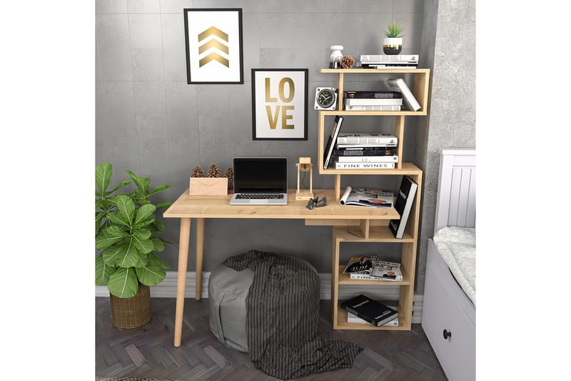 Andifli Skrivebord 55x146,4x133 cm med opbevaring - Eg - Møbler - Borde - Kontorbord - Skrivebord