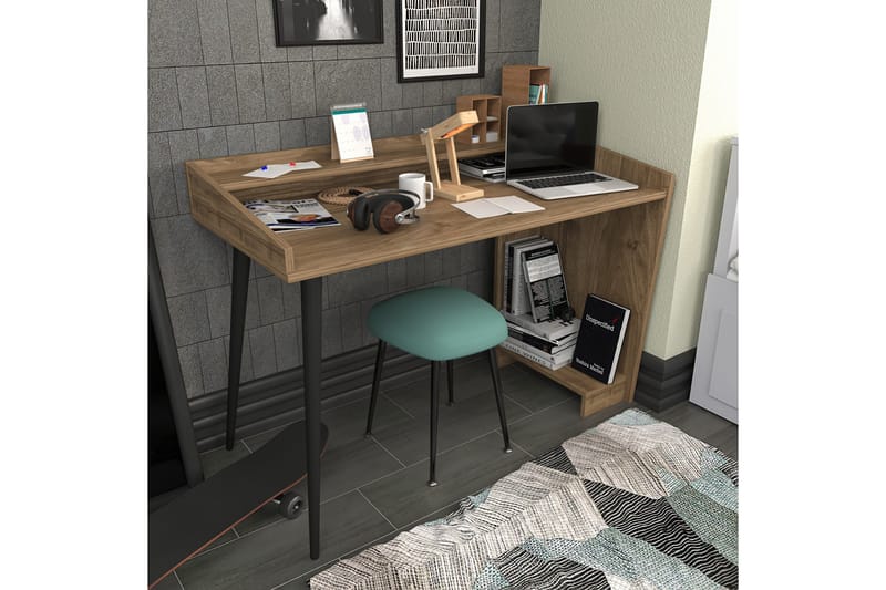 Andifli Skrivebord 59x88,3x121,8 cm med opbevaring - Brun - Skrivebord