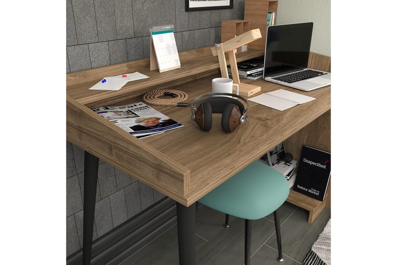 Andifli Skrivebord 59x88,3x121,8 cm med opbevaring - Brun - Skrivebord