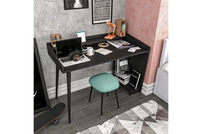 Andifli Skrivebord 59x88,3x121,8 cm med opbevaring - Sort - Møbler - Borde - Kontorbord - Skrivebord