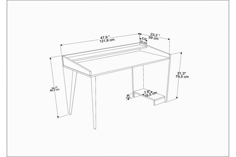 Andifli Skrivebord 59x88,3x121,8 cm med opbevaring - Sort - Møbler - Borde - Kontorbord - Skrivebord