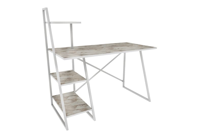 Andifli Skrivebord 60x120x120 cm med opbevaring - Hvid - Møbler - Borde - Kontorbord - Skrivebord