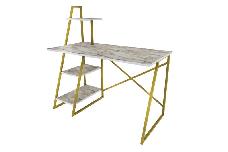 Andifli Skrivebord 60x120x120 cm med opbevaring - Hvid - Møbler - Borde - Kontorbord - Skrivebord