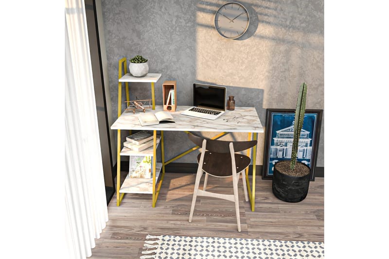 Andifli Skrivebord 60x120x120 cm med opbevaring - Hvid - Møbler - Borde - Kontorbord - Skrivebord