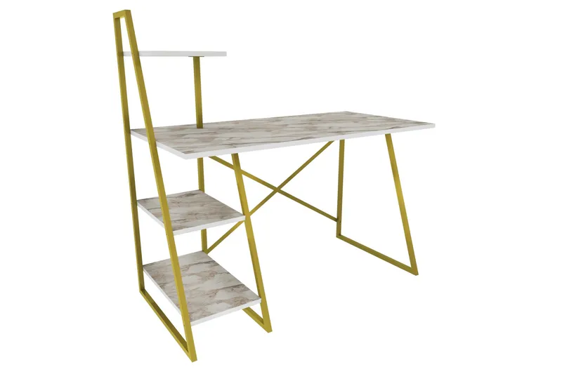 Andifli Skrivebord 60x120x120 cm med opbevaring - Hvid - Møbler - Borde - Kontorbord - Skrivebord