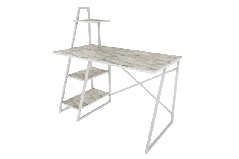 Andifli Skrivebord 60x120x120 cm med opbevaring - Hvid - Møbler - Borde - Kontorbord - Skrivebord