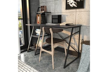 Andifli Skrivebord 60x120x120 cm med opbevaring - Sort - Møbler - Borde - Kontorbord - Skrivebord