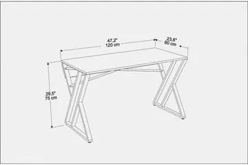 Andifli Skrivebord 60x75x120 cm - Sort - Møbler - Borde - Kontorbord - Skrivebord