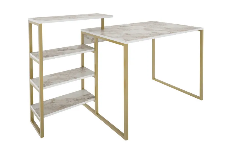 Andifli Skrivebord 60x76,8x133 cm med opbevaring - Guld - Møbler - Borde - Kontorbord - Skrivebord