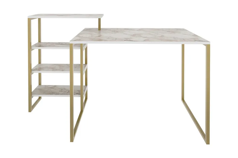 Andifli Skrivebord 60x76,8x133 cm med opbevaring, Guld