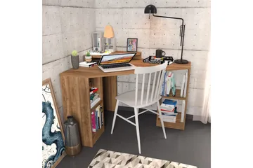Andifli Skrivebord 90x76,8x120 cm med opbevaring - Brun - Møbler - Borde - Kontorbord - Skrivebord - hjørneskrivebord