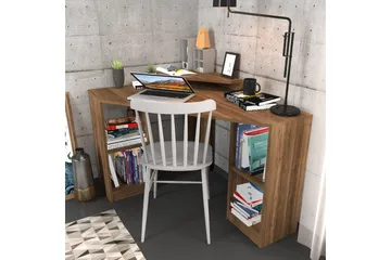 Andifli Skrivebord 90x76,8x120 cm med opbevaring - Brun - Møbler - Borde - Kontorbord - Skrivebord - hjørneskrivebord