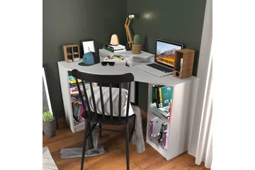 Andifli Skrivebord 90x76,8x120 cm med opbevaring - Hvid - Møbler - Borde - Kontorbord - Skrivebord - hjørneskrivebord