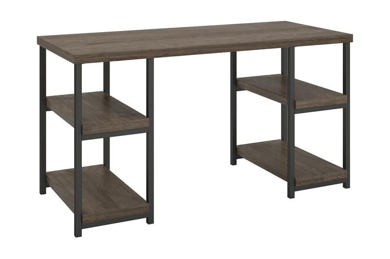Ashlar Skrivebord 137 cm med Opbevaring 4 Hylder Brun/Sort - Dorel Home - Møbler - Borde - Kontorbord - Skrivebord