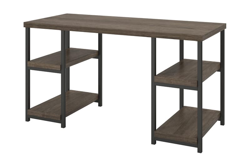 Ashlar Skrivebord 137 cm med Opbevaring 4 Hylder Brun/Sort - Dorel Home - Møbler - Borde - Kontorbord - Skrivebord