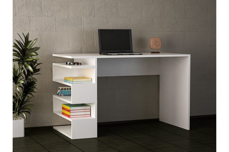Asillane Skrivebord 120 cm med Sideopbevaring - Hvid - Møbler - Borde - Kontorbord - Skrivebord