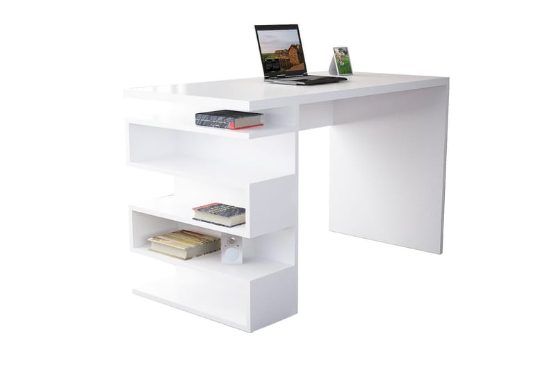 Asillane Skrivebord 120 cm med Sideopbevaring - Hvid - Møbler - Borde - Kontorbord - Skrivebord