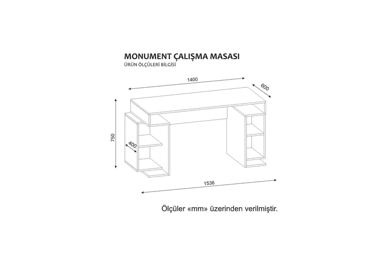 Asillane Skrivebord 153 cm med Opbevaringsben - Hvid/Rød - Skrivebord