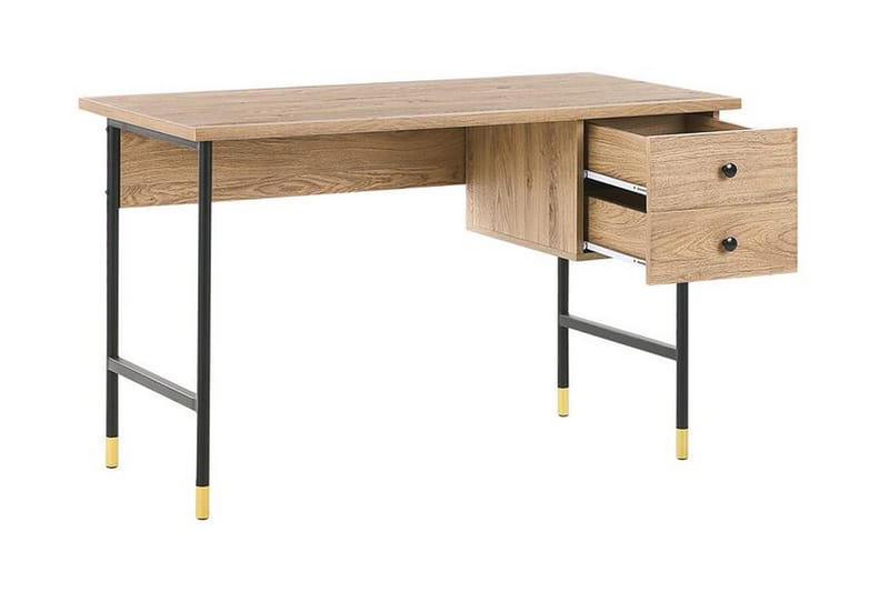 Assaria Skrivebord 120 cm med Opbevaring 2 Skuffer - Lyset Træ - Skrivebord