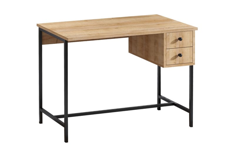 Avelsbol Skrivebord 100 cm med Opbevaring 2 Skuffer - Natur/Sort - Møbler - Borde - Kontorbord - Skrivebord