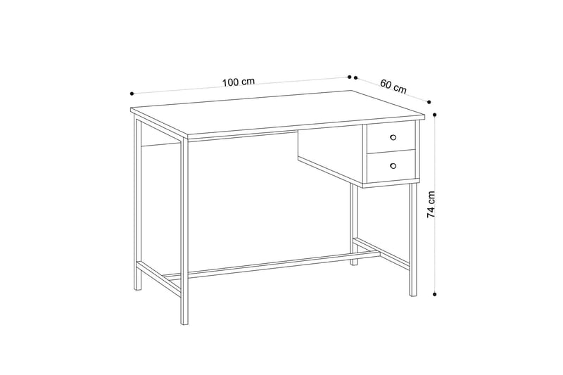 Avelsbol Skrivebord 100 cm med Opbevaring 2 Skuffer - Natur/Sort - Skrivebord