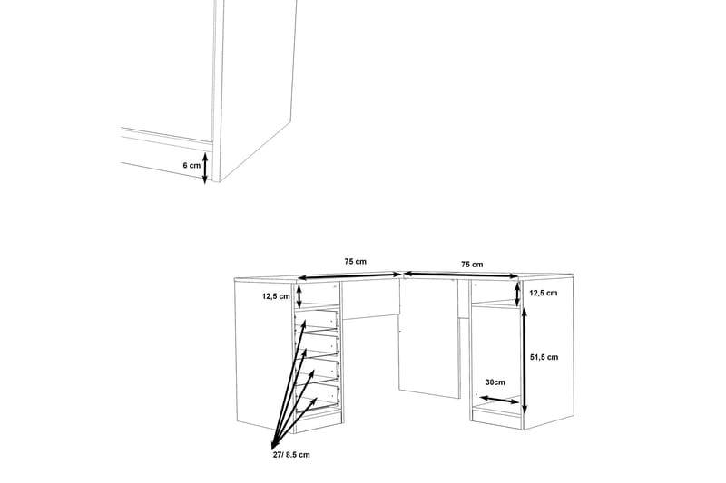 Baacwood Skrivebord 125 cm - Hvid - Møbler - Borde - Kontorbord - Skrivebord