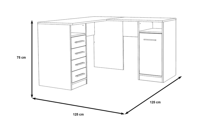 Baacwood Skrivebord 125 cm - Hvid - Møbler - Borde - Kontorbord - Skrivebord