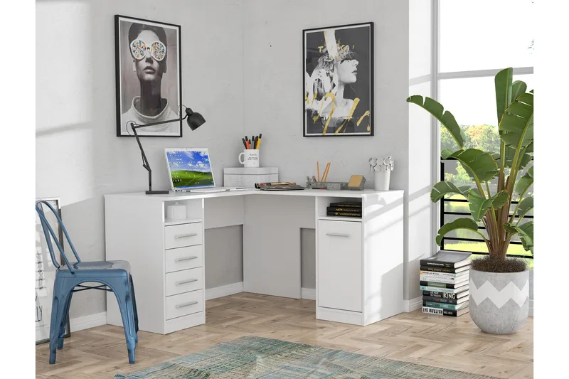 Baacwood Skrivebord 125 cm - Hvid - Møbler - Borde - Kontorbord - Skrivebord - hjørneskrivebord