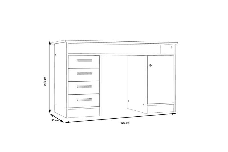 Baacwood Skrivebord 126 cm - Hvid - Skrivebord