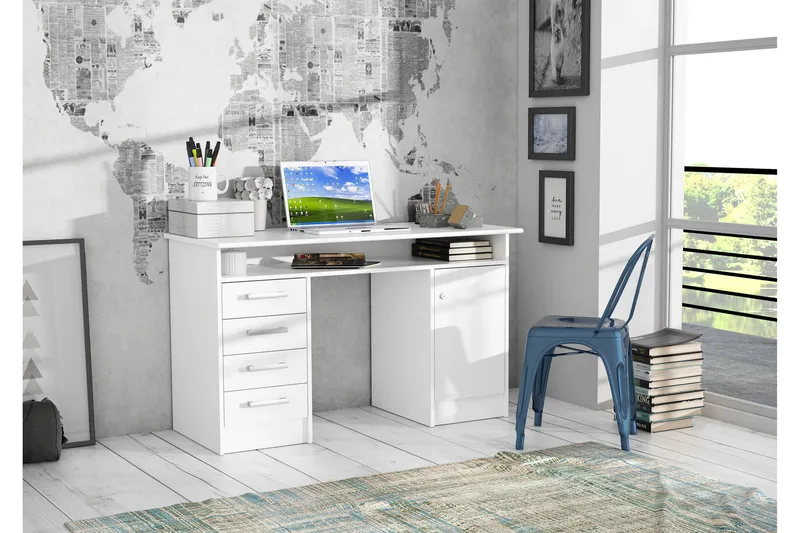 Baacwood Skrivebord 126 cm - Hvid - Møbler - Borde - Kontorbord - Skrivebord