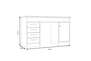 Baacwood Skrivebord 126 cm - Hvid - Møbler - Borde - Kontorbord - Skrivebord