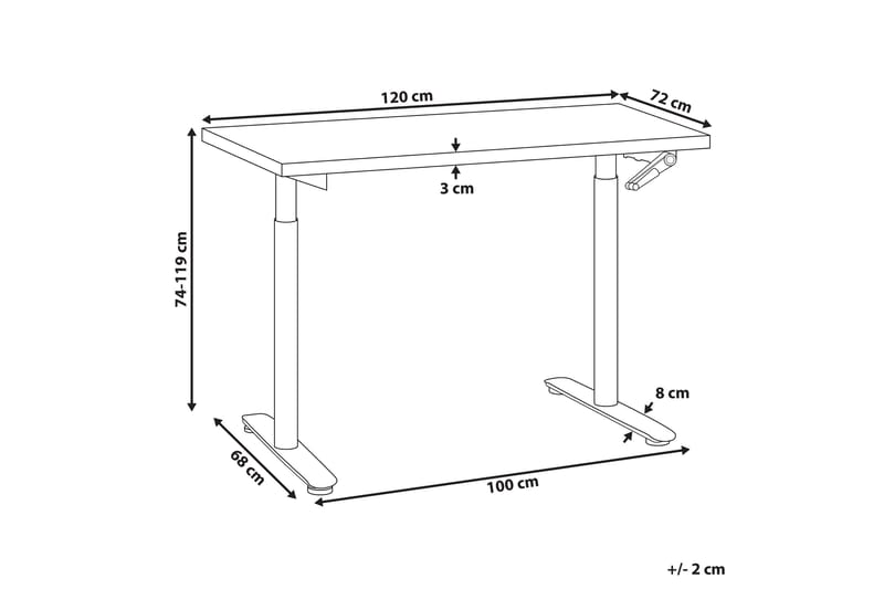 Banner Skrivebord 72x120 cm i Metal med Trætopplade - Sort - Møbler - Borde - Kontorbord - Skrivebord - hæve-sænke-bord